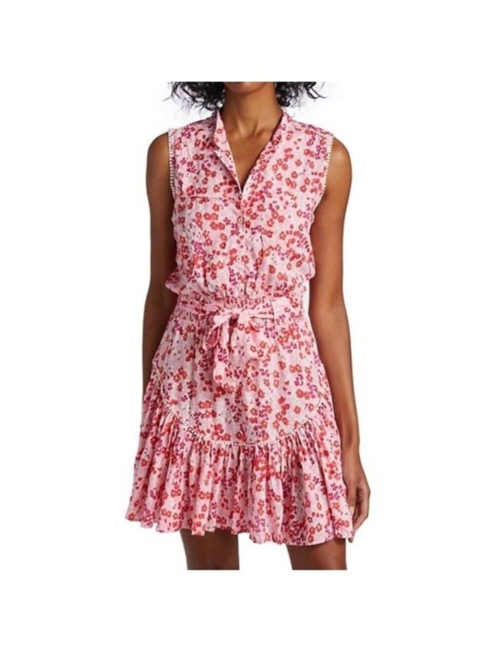 NWT Poupette St.Bart Felicia Floal Mni Dress, Pink Daffodil, Size L